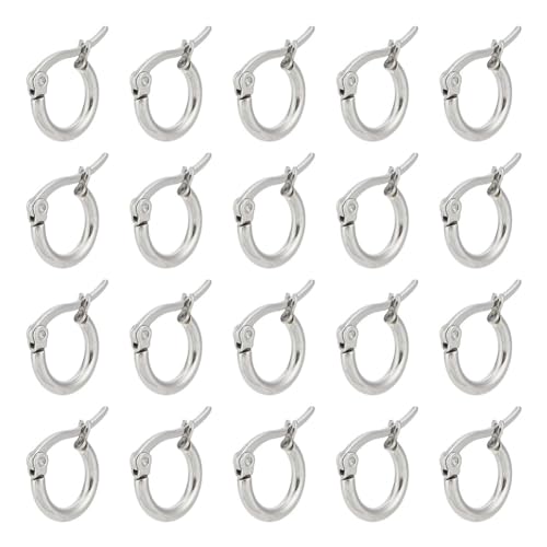GOMAKERER 40 Paar 304 Creolen Aus Edelstahl, 12 Gauge Huggie Creolen, Kreis-Ohrringhaken Für Selbstgemachte Damen-Ohrringe, Schmuckherstellung, Edelstahl Farbe von GOMAKERER