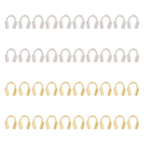 GOMAKERER 40 Stück 925 Sterling Silber Draht Wächter Goldener Und Silberner Fadenschutz U Förmiger Schlaufenschutz Für Die Herstellung von Schmuck DIY Bastelarbeiten von GOMAKERER