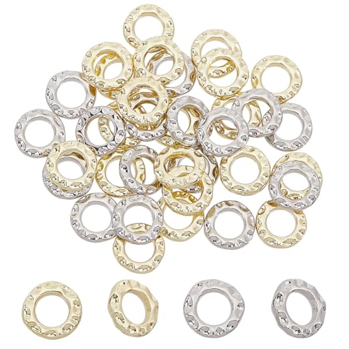 GOMAKERER 40 Stück gehämmerte runde Verbindungsringe, 2 Farben, 10 mm, Legierung, Hohlring, Glieder, Kreis, Charm-Rahmen, Metall, offene Lünetten für DIY-Armbänder, Halsketten, Ohrringe GOMAKERER 40 Stück gehämmerte runde Verbindungsringe, 2 Farben, 10 mm, Legierung, Hohlring, Glieder, Kreis, Charm-Rahmen, Metall, offene Lünetten für DIY-Armbänder, Halsketten, Ohrringe von GOMAKERER