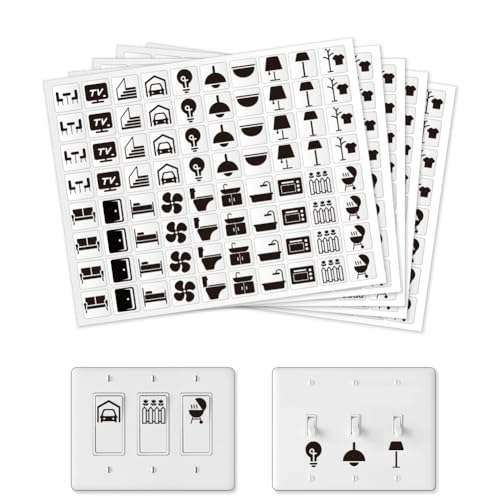 GOMAKERER 400 Stück Lichtschalter Aufkleber, Transparente Schalter ID Aufkleber Schwarze Selbstklebende PVC Aufkleber Schalttafel Etikettenaufkleber Für Zuhause Küche Badezimmer Büroschule 19x19mm von GOMAKERER