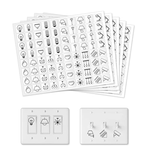 GOMAKERER 400 Stück Lichtschalter Aufkleber 20 Designs Schwarze Schalttafel Etikettenaufkleber Transparente Schalter ID Aufkleber Für Zuhause Küche Bad Büro Schule von GOMAKERER