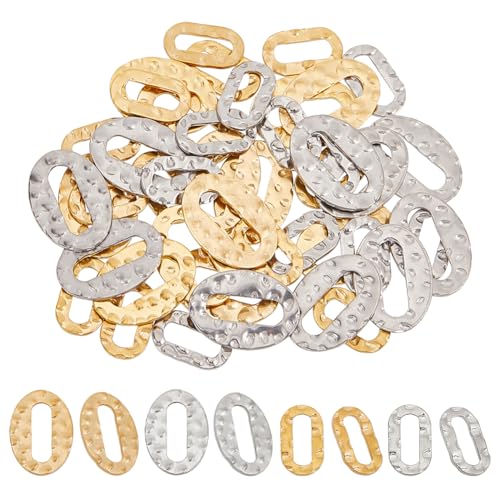 GOMAKERER 48 Stück gehämmerte ovale Verbindungsringe, 2 Stile, 201 Edelstahl, hohle Ringglieder, 2 Farben, Rahmenverbinder, Ring, Schmuckglieder für Ohrringe, Armbänder, Halsketten, Schmuckherstellung GOMAKERER 48 Stück gehämmerte ovale Verbindungsringe, 2 Stile, 201 Edelstahl, hohle Ringglieder, 2 Farben, Rahmenverbinder, Ring, Schmuckglieder für Ohrringe, Armbänder, Halsketten, Schmuckherstellung von GOMAKERER