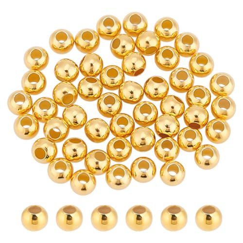 GOMAKERER 50 Stück Echte 18K Vergoldete Runde Abstandsperlen, 3mm Glatte Runde Kugelperlen Aus Sterlingsilber Rondell Abstandsperlen Lose Perlen Für Armbänder Halsketten Schmuck DIY Basteln GOMAKERER 50 Stück Echte 18K Vergoldete Runde Abstandsperlen, 3mm Glatte Runde Kugelperlen Aus Sterlingsilber Rondell Abstandsperlen Lose Perlen Für Armbänder Halsketten Schmuck DIY Basteln von GOMAKERER