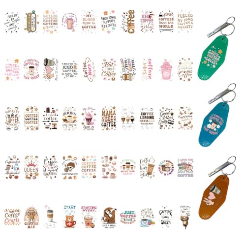 GOMAKERER 50 Stück UV DTF Cup Wraps, 10 Blatt Kaffee Thema UV DTF Aufkleber Wasserdichte Transferaufkleber Für Glasbecher Motel Schlüsselanhänger Acryl Hotel Schlüsselanhänger Verpackungskarte GOMAKERER 50 Stück UV DTF Cup Wraps, 10 Blatt Kaffee Thema UV DTF Aufkleber Wasserdichte Transferaufkleber Für Glasbecher Motel Schlüsselanhänger Acryl Hotel Schlüsselanhänger Verpackungskarte von GOMAKERER