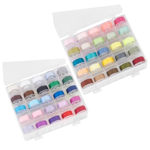 GOMAKERER 50 Stück Vorgespulter Unterfaden 50 Farben, 0.2mm Bunte Nähgarn Sets Aus Polyester Mit Gittern Spulenbox Für Stickereien Und Nähmaschinen Heimwerkerbedarf Gewerbliche Nutzung Heimgebrauch GOMAKERER 50 Stück Vorgespulter Unterfaden 50 Farben, 0.2mm Bunte Nähgarn Sets Aus Polyester Mit Gittern Spulenbox Für Stickereien Und Nähmaschinen Heimwerkerbedarf Gewerbliche Nutzung Heimgebrauch von GOMAKERER