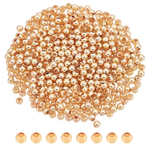 GOMAKERER 500 Stück Echte 14K Vergoldete Runde Perlen, 2mm Glatte Kugelperle Aus Messing Langlebige Plattierte Perlen Lose Abstandsperlen Für Die Herstellung Armbändern Ohrringen Halsketten Schmuck GOMAKERER 500 Stück Echte 14K Vergoldete Runde Perlen, 2mm Glatte Kugelperle Aus Messing Langlebige Plattierte Perlen Lose Abstandsperlen Für Die Herstellung Armbändern Ohrringen Halsketten Schmuck von GOMAKERER