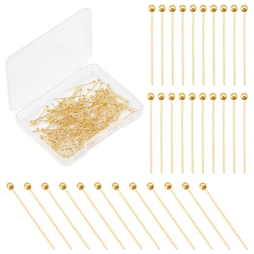 GOMAKERER 500 Stück Messing Kugelkopfstifte, 24 Gauge Goldene Draht Nadelkopfnadeln, Schmuck Satin Nadeln, Schmuckherstellungszubehör für Die Herstellung Von DIY Handgemachten GOMAKERER 500 Stück Messing Kugelkopfstifte, 24 Gauge Goldene Draht Nadelkopfnadeln, Schmuck Satin Nadeln, Schmuckherstellungszubehör für Die Herstellung Von DIY Handgemachten von GOMAKERER