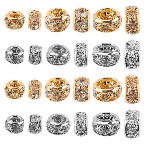 GOMAKERER 60 Stück 3 Größen Strass-Abstandsperlen, Gemischte Farben Kristall Rondelle Messingperlen Runde Lose Perlen Für Halskette Armband Schmuckherstellung 8mm 12mm GOMAKERER 60 Stück 3 Größen Strass-Abstandsperlen, Gemischte Farben Kristall Rondelle Messingperlen Runde Lose Perlen Für Halskette Armband Schmuckherstellung 8mm 12mm von GOMAKERER