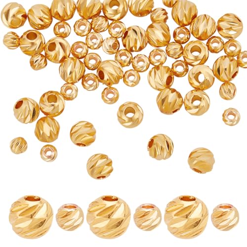 GOMAKERER 60 Stück Runde Messingperlen In 2 Größen, 18K Vergoldete Kugelperle Runde Abstandsperlen Goldene Messingperlen Metallperle Für DIY-Schmuckherstellung, Basteln, Halskette, Armband GOMAKERER 60 Stück Runde Messingperlen In 2 Größen, 18K Vergoldete Kugelperle Runde Abstandsperlen Goldene Messingperlen Metallperle Für DIY-Schmuckherstellung, Basteln, Halskette, Armband von GOMAKERER