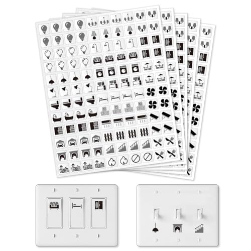 GOMAKERER 600 Stück Lichtschalter Aufkleber 29 Designs Transparente Schalter ID Aufkleber Schwarze Schalttafel Etikettenaufkleber Für Zuhause Küche Bad Büro Schule von GOMAKERER