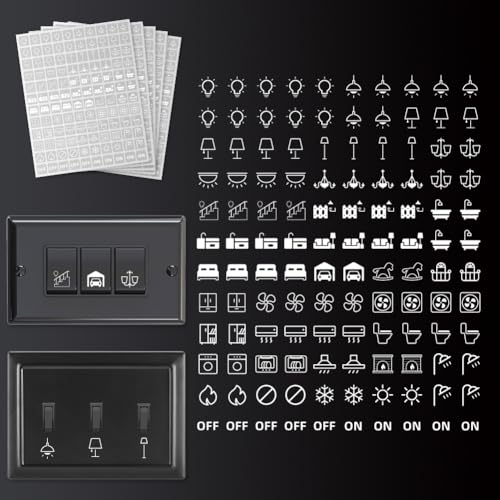 GOMAKERER 600 Stück Lichtschalter Aufkleber 33 Designs Transparente Schalter ID Aufkleber Weiße Schalttafel Etikettenaufkleber Für Zuhause Küche Bad Büro Schule von GOMAKERER