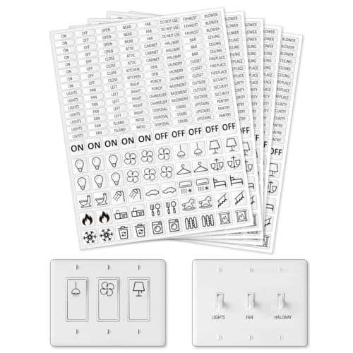 GOMAKERER 900 Stück Lichtschalter Aufkleber 57 Designs Transparenter Schalter ID Aufkleber Blaue Schalttafel Etikettenaufkleber Für Zuhause Küche Bad Büro Schule von GOMAKERER