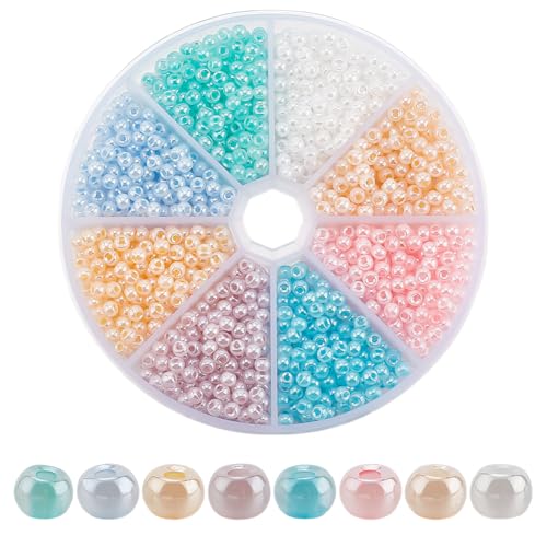GOMAKERER 960 Stück 4mm Glasperlen, 8 Farben Mehrfarbige Glasperlen Rocailles Perlen Taillenperlen Runde Mini Abstandsperlen Zur Schmuckherstellung Weihnachtsdekoration GOMAKERER 960 Stück 4mm Glasperlen, 8 Farben Mehrfarbige Glasperlen Rocailles Perlen Taillenperlen Runde Mini Abstandsperlen Zur Schmuckherstellung Weihnachtsdekoration von GOMAKERER