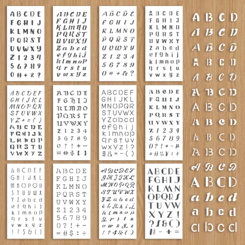 GOMAKERER Buchstabenschablonen zum Malen, 12 Stile, Alphabet-Elemente, Malschablonen, wiederverwendbare Kunst-Zeichen-Vorlagen zum Malen an der Wand, Holz, Heimdekoration, 12 Stück GOMAKERER Buchstabenschablonen zum Malen, 12 Stile, Alphabet-Elemente, Malschablonen, wiederverwendbare Kunst-Zeichen-Vorlagen zum Malen an der Wand, Holz, Heimdekoration, 12 Stück von GOMAKERER