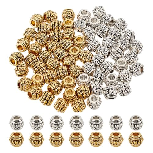 GOMAKERER Ca. 120 Stück Tibetische Abstandsperlen Mit Großem Loch 2 Farben Legierung Europäische Rondell Perlen Rohr Spalte Lose Perlen Für DIY Armband Halskette Schmuck Machen 3.5mm Loch GOMAKERER Ca. 120 Stück Tibetische Abstandsperlen Mit Großem Loch 2 Farben Legierung Europäische Rondell Perlen Rohr Spalte Lose Perlen Für DIY Armband Halskette Schmuck Machen 3.5mm Loch von GOMAKERER