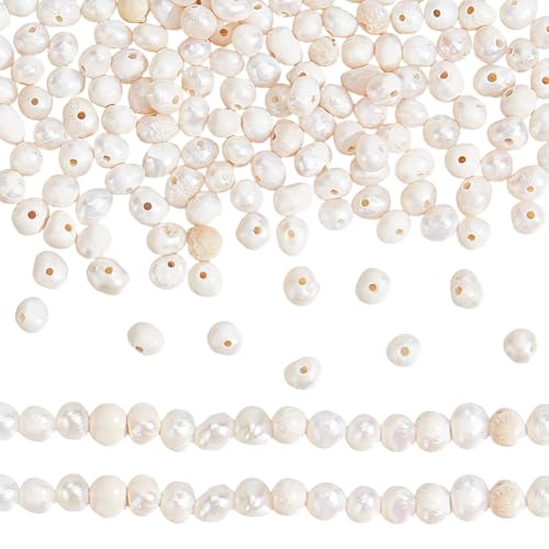 GOMAKERER Ca. 142 Stück Natürliche kultivierte Süßwasserperlen 2mm, Mini Muschelfarbene Echte Süßwasser-Zuchtperlen Ovale Süßwasserperlen Für Die Herstellung von Halsketten Und Schmuck (0.5mm Loch) von GOMAKERER