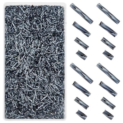 GOMAKERER Ca. 2000 Stück Glasperlen 5/6/9/12mm Twist Tube Perlen Handwerk Lose Spacer Perlen Für DIY Schmuck Handwerk Herstellung Zubehör Grau GOMAKERER Ca. 2000 Stück Glasperlen 5/6/9/12mm Twist Tube Perlen Handwerk Lose Spacer Perlen Für DIY Schmuck Handwerk Herstellung Zubehör Grau von GOMAKERER