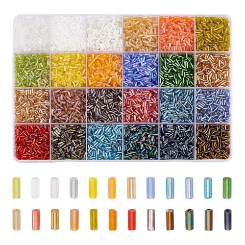 GOMAKERER Ca. 8976 Stück 4x2mm Glasperlen 24 Farbe Silbergefütterte Metallperlen ab Farbe Lange Röhrenperlen Lose Abstandsperlen Für Die Herstellung von Armbändern Und Halsketten 1mm Loch GOMAKERER Ca. 8976 Stück 4x2mm Glasperlen 24 Farbe Silbergefütterte Metallperlen ab Farbe Lange Röhrenperlen Lose Abstandsperlen Für Die Herstellung von Armbändern Und Halsketten 1mm Loch von GOMAKERER