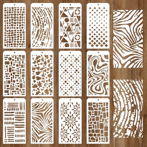 GOMAKERER Dekorative Malschablonen, 12 Stile, Ziegelstein-Schablonen, mehrschichtige Textur, Malschablonen, wiederverwendbar, Kunstzeichnungsvorlagen zum Malen an der Wand, Holz, Heimdekoration GOMAKERER Dekorative Malschablonen, 12 Stile, Ziegelstein-Schablonen, mehrschichtige Textur, Malschablonen, wiederverwendbar, Kunstzeichnungsvorlagen zum Malen an der Wand, Holz, Heimdekoration von GOMAKERER