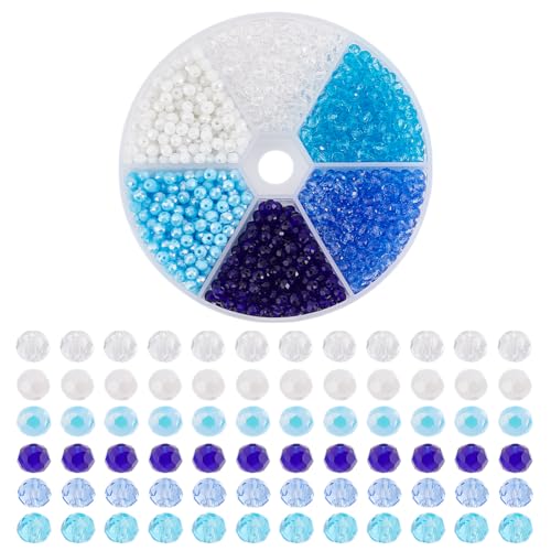 GOMAKERER Etwa 1356 Stück Facettierte Glaskristallperlen 6 Farben 4mm Kristallperlen Der Blauen Serie Galvanisierte Glasperlen Rondelle Lose Abstandsperlen Zur Herstellung von DIY Schmuck GOMAKERER Etwa 1356 Stück Facettierte Glaskristallperlen 6 Farben 4mm Kristallperlen Der Blauen Serie Galvanisierte Glasperlen Rondelle Lose Abstandsperlen Zur Herstellung von DIY Schmuck von GOMAKERER