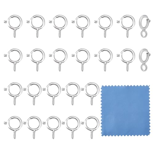 GOMAKERER Feder-O-Ring-Verschlüsse, 925er-Sterlingsilber, 6 mm, runde Federverschlüsse mit 1,5 mm runden Schlaufen, Federringen, Metall-Schnappverschluss für Schmuckherstellung, 24 Stück GOMAKERER Feder-O-Ring-Verschlüsse, 925er-Sterlingsilber, 6 mm, runde Federverschlüsse mit 1,5 mm runden Schlaufen, Federringen, Metall-Schnappverschluss für Schmuckherstellung, 24 Stück von GOMAKERER