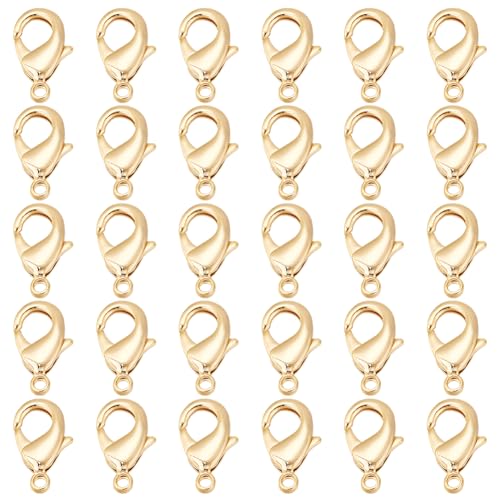 GOMAKERER Karabinerverschlüsse aus Messing, 18 Karat vergoldet, für Halsketten, zum Polieren von Schmuck, 19,5 x 11,5 x 4 mm, 30 Stück GOMAKERER Karabinerverschlüsse aus Messing, 18 Karat vergoldet, für Halsketten, zum Polieren von Schmuck, 19,5 x 11,5 x 4 mm, 30 Stück von GOMAKERER