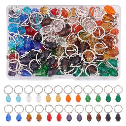 GOMAKERER Kristallanhänger in Tropfenform, facettierte Glasperlen-Anhänger mit 304 Edelstahlringen für Schmuckherstellung, Basteln, 120 Stück, Glas GOMAKERER Kristallanhänger in Tropfenform, facettierte Glasperlen-Anhänger mit 304 Edelstahlringen für Schmuckherstellung, Basteln, 120 Stück, Glas von GOMAKERER