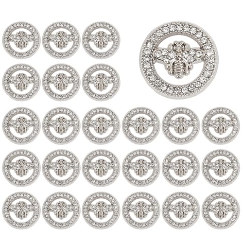 GOMAKERER Metallknöpfe, 17,5 mm, Retro-Bienenmuster, Legierung, Strass, flach, rund, handgenäht, Fußknopf für Blazer, Anzüge, Hemden, Uniform, Mantel, 24 Stück GOMAKERER Metallknöpfe, 17,5 mm, Retro-Bienenmuster, Legierung, Strass, flach, rund, handgenäht, Fußknopf für Blazer, Anzüge, Hemden, Uniform, Mantel, 24 Stück von GOMAKERER