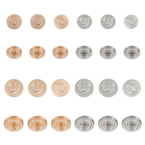 GOMAKERER Metallknöpfe, Blazer-Knöpfe, 2 Farben, Retro, klassische Bienenstruktur, Legierung, flache runde Knöpfe, Metallknöpfe zum Nähen, Anzug, Uniform, Mantel, Hosen, Dekoration, 24 Stück GOMAKERER Metallknöpfe, Blazer-Knöpfe, 2 Farben, Retro, klassische Bienenstruktur, Legierung, flache runde Knöpfe, Metallknöpfe zum Nähen, Anzug, Uniform, Mantel, Hosen, Dekoration, 24 Stück von GOMAKERER