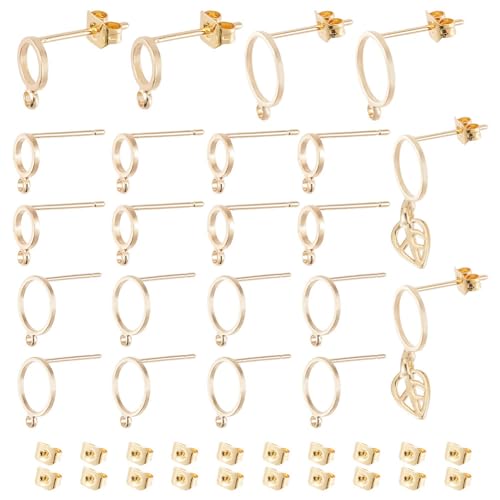 GOMAKERER Ohrstecker Aus Messing, 20 Stück Ohrmuttern 20 Stück Und 20 Stück Ohrstecker Echt 18K Vergoldetes Ohrring-Herstellungsset Für Die Schmuckherstellung GOMAKERER Ohrstecker Aus Messing, 20 Stück Ohrmuttern 20 Stück Und 20 Stück Ohrstecker Echt 18K Vergoldetes Ohrring-Herstellungsset Für Die Schmuckherstellung von GOMAKERER