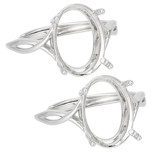 GOMAKERER Ringrohling mit 4 Klauen, 18,47 mm, verstellbare Messing-Ringbasis, Zinkenringe, Einstellungen, Fingerringe, Komponenten, Edelsteine, Cabochon-Fassung für DIY-Schmuckherstellung, Platin, 2 von GOMAKERER
