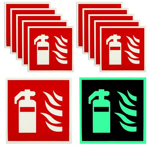 10 Stück Feuerlöscher, 150x150mm Feuerlöscher Schild, Hochwertiges Feuerlöscher PVC Selbstklebend Schild, gemäß ASR A1.3 / ISO 7010 F001, langnachleuchtende Kunststoffplatte für Baustelle Haus Auto 10 Stück Feuerlöscher, 150x150mm Feuerlöscher Schild, Hochwertiges Feuerlöscher PVC Selbstklebend Schild, gemäß ASR A1.3 / ISO 7010 F001, langnachleuchtende Kunststoffplatte für Baustelle Haus Auto von GOMETY