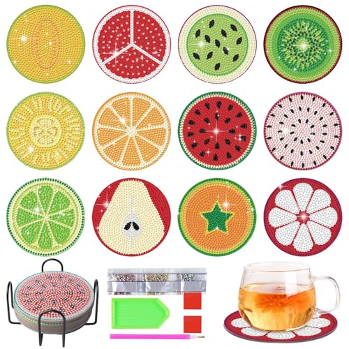 12 Stück Diamond Painting Untersetzer, Diamond Painting Erwachsene mit Halter, Malerei Glasuntersetzer, Rund Getränke Tassen Untersetzer, Wiederverwendbare Glasuntersetzer für Erwachsene Kinder 12 Stück Diamond Painting Untersetzer, Diamond Painting Erwachsene mit Halter, Malerei Glasuntersetzer, Rund Getränke Tassen Untersetzer, Wiederverwendbare Glasuntersetzer für Erwachsene Kinder von GOMETY