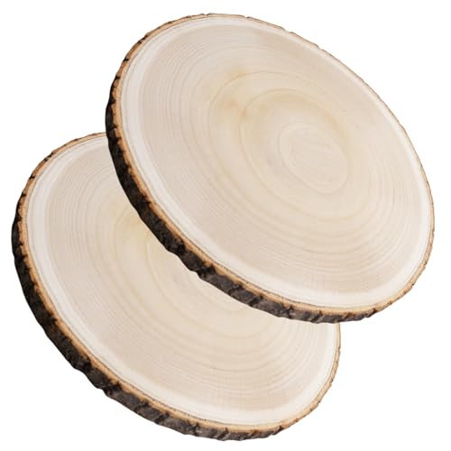 2 Stück Holzscheiben, 26-30 cm Unlackierte Holzscheiben mit Baumrinde ca. 1,5cm Dicke, Runde Naturholz Baumscheiben, Unvollendete Holzkreise, Scheibenuntersetzer für DIY Handwerk Weihnachtsdekoration 2 Stück Holzscheiben, 26-30 cm Unlackierte Holzscheiben mit Baumrinde ca. 1,5cm Dicke, Runde Naturholz Baumscheiben, Unvollendete Holzkreise, Scheibenuntersetzer für DIY Handwerk Weihnachtsdekoration von GOMETY