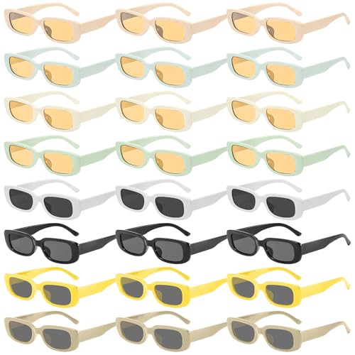 24 Stück Party Sonnenbrille, Vintage Rechteckige Sonnenbrille Set, Neon Sonnenbrille retro Sonnenbrille Damen Kleine Retro Lustige Party Brille 90's Vintage Square Frame für Strand Hochzeit Partypool 24 Stück Party Sonnenbrille, Vintage Rechteckige Sonnenbrille Set, Neon Sonnenbrille retro Sonnenbrille Damen Kleine Retro Lustige Party Brille 90's Vintage Square Frame für Strand Hochzeit Partypool von GOMETY