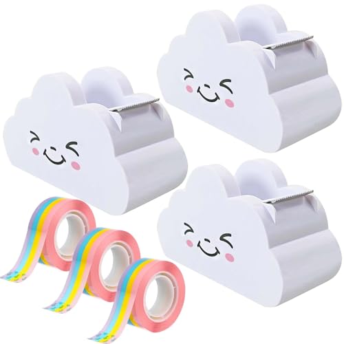 3 Stück Klebebandspender, Wolke Klebestreifen Abroller, Süßer Klebebandabroller mit 3 Rolle Regenbogen Klebebandrolle, Klebeband Abroller in Form von Wolke für Büro und Zuhause 3 Stück Klebebandspender, Wolke Klebestreifen Abroller, Süßer Klebebandabroller mit 3 Rolle Regenbogen Klebebandrolle, Klebeband Abroller in Form von Wolke für Büro und Zuhause von GOMETY