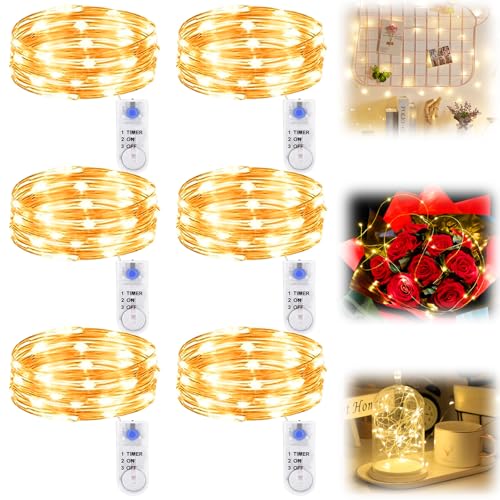 6 Stück LED Lichterkette Batterie mit Timer, 2M 20er Lichterkette mit Batterie DrahtlichterketteLichterkette Batteriebetrieben Fairy Light für Party Hochzeit Beleuchtung Deko (6, Warmweiß) von GOMETY