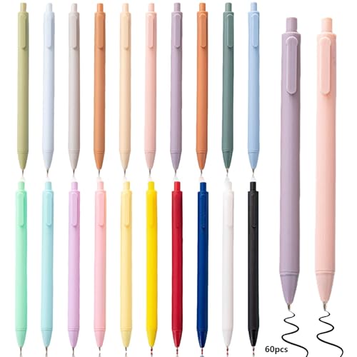 60 Stück Druckkugelschreiber Set, 0,5mm Feine Spitze Schnell Trocknende Kugelschreiber Pastell Roller Schreibstifte einziehbar Schwarze Tinte Glattes Schreiben für Schule Büro Notieren Zufällige Farbe 60 Stück Druckkugelschreiber Set, 0,5mm Feine Spitze Schnell Trocknende Kugelschreiber Pastell Roller Schreibstifte einziehbar Schwarze Tinte Glattes Schreiben für Schule Büro Notieren Zufällige Farbe von GOMETY