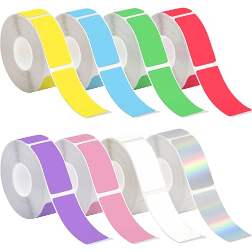 8 Rollen Thermo-Etikettenband, 12x40mm Selbstklebendes Thermoband Etiketten, Thermo Etikettendruckpapier Wasserfest Ölbeständig 160 Etiketten/Rolle für Etikettierer P15/P12/P11/D30/HP1(8 Farben) von GOMETY