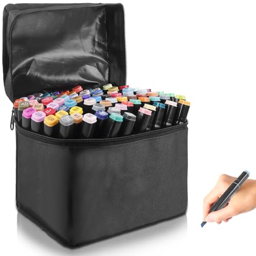 80 Farben Marker Stifte, Filzstifte Set, Kunst Marker, Graffiti Stifte mit exklusiver App, 2S Schnell Trocknende Doppelspitze Alkohol Marker Doppelkopf-Design Manga Stifte für Kalligraphieren Zeichnen von GOMETY