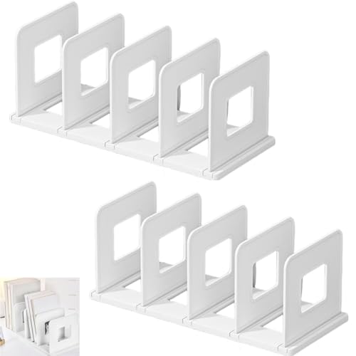 GOMETY 2 pcs Schreibtisch-Organizer Aktenordner, Abnehmbar Verdickter Buchhalter Regal mit 4 Fächern Buchablagen Dokumentenschrank Aufbewahrung für Büro Ordner Briefe Zeitschriften Bücher von GOMETY