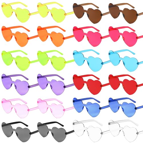 GOMETY 24 Stück Herz Sonnenbrille, Randlose Sonnenbrillen, Farbe Herz Brille,Transparente Bonbonfarbene Herzbrille, Herzförmige Partybrille, Herzbrille für Karneval Strandparty Weihnachten, 12 Farben GOMETY 24 Stück Herz Sonnenbrille, Randlose Sonnenbrillen, Farbe Herz Brille,Transparente Bonbonfarbene Herzbrille, Herzförmige Partybrille, Herzbrille für Karneval Strandparty Weihnachten, 12 Farben von GOMETY
