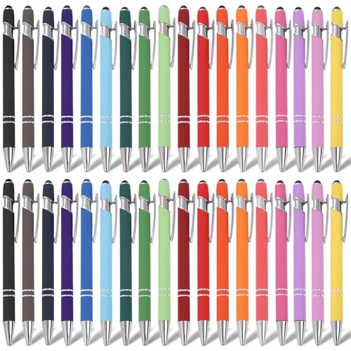 GOMETY 36 Stück Kugelschreiber, Schwarz Ergonomische Kugelschreiber mit Touchpen, Hochwertig Metall Kugelschreiber Set Rutschfeste Griffzone Gel Kugelschreiber für Büro und Haushalt GOMETY 36 Stück Kugelschreiber, Schwarz Ergonomische Kugelschreiber mit Touchpen, Hochwertig Metall Kugelschreiber Set Rutschfeste Griffzone Gel Kugelschreiber für Büro und Haushalt von GOMETY