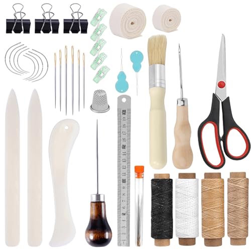 GOMETY 40-teiliges Buchbinde-Set, Buchbindewerkzeuge Buchbindematerialien 3 pcs Falzbein, Buchbinde-Starter-Werkzeuge mit Bindeband, Gewachstem Faden, Ahle für DIY-Buchbinderei handwerk Nähzubehör GOMETY 40-teiliges Buchbinde-Set, Buchbindewerkzeuge Buchbindematerialien 3 pcs Falzbein, Buchbinde-Starter-Werkzeuge mit Bindeband, Gewachstem Faden, Ahle für DIY-Buchbinderei handwerk Nähzubehör von GOMETY