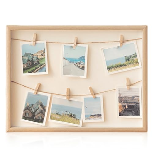GOMETY DIY Holz Fotocollage Rahmen, Bilderrahmen Fotorahmen Collage mit Hanfseil und Holzklammern Wandbilderrahmen für Fotos Vielseitiger Fotohalter für Fotowand Postkarten (Retro, 16 zoll, 42x32cm) GOMETY DIY Holz Fotocollage Rahmen, Bilderrahmen Fotorahmen Collage mit Hanfseil und Holzklammern Wandbilderrahmen für Fotos Vielseitiger Fotohalter für Fotowand Postkarten (Retro, 16 zoll, 42x32cm) von GOMETY
