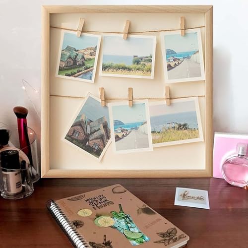 GOMETY DIY Holz Fotocollage Rahmen 32x32cm, Bilderrahmen Fotorahmen Collage mit Hanfseil und Holzklammern Wandbilderrahmen für Fotos Postkarten Vielseitiger Fotohalter für Fotowand Geschenk GOMETY DIY Holz Fotocollage Rahmen 32x32cm, Bilderrahmen Fotorahmen Collage mit Hanfseil und Holzklammern Wandbilderrahmen für Fotos Postkarten Vielseitiger Fotohalter für Fotowand Geschenk von GOMETY
