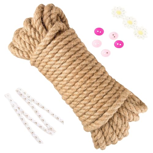 Juteseil 10mm x 20M, Starkes Natürliche Hanfseil, 4-Stränge Natur Deko Seil Kordel, Naturfasern Juteschnur für Garten Handwerk DIY Dekoration Deko Seil Handlaufseil Schiffstau Schnur Paketschnur Juteseil 10mm x 20M, Starkes Natürliche Hanfseil, 4-Stränge Natur Deko Seil Kordel, Naturfasern Juteschnur für Garten Handwerk DIY Dekoration Deko Seil Handlaufseil Schiffstau Schnur Paketschnur von GOMETY