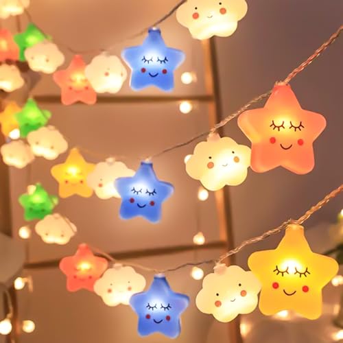 LED Lichterkette, 300cm 20 LEDs Warmweiß Wolken Lichterketten, Feenhafte Nachtlichter, Kleine Sternchen-Lichterkette, Lichterkette innen für Zimmer Deko Geburtstag Party Weihnachts, Warmweiß Sterne LED Lichterkette, 300cm 20 LEDs Warmweiß Wolken Lichterketten, Feenhafte Nachtlichter, Kleine Sternchen-Lichterkette, Lichterkette innen für Zimmer Deko Geburtstag Party Weihnachts, Warmweiß Sterne von GOMETY