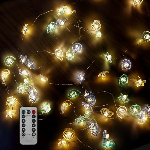 LED Lichterkette Innen, LED Seefischschale Fee Lichterketten mit Fernbedienung, Lichterkette Muscheln, Seepferdchen Seestern Muschel Muschelhorn Lichterkette Wasserdichte Batteriebetriebene LED Lichterkette Innen, LED Seefischschale Fee Lichterketten mit Fernbedienung, Lichterkette Muscheln, Seepferdchen Seestern Muschel Muschelhorn Lichterkette Wasserdichte Batteriebetriebene von GOMETY