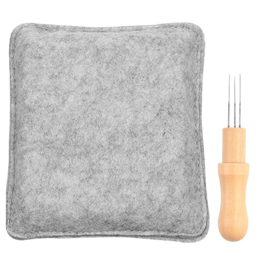 Nadelfilzpad, 18x20 cmTrockenfilzen Und Nadelfilznadeln, Unterlage Zum Quadrat Nadelfilzen Polsterschwammkissen mit Filznadelwerkzeug mit 3 Nadeln und Holzgriff für Starter Wollfilz Werkzeugset von GOMETY